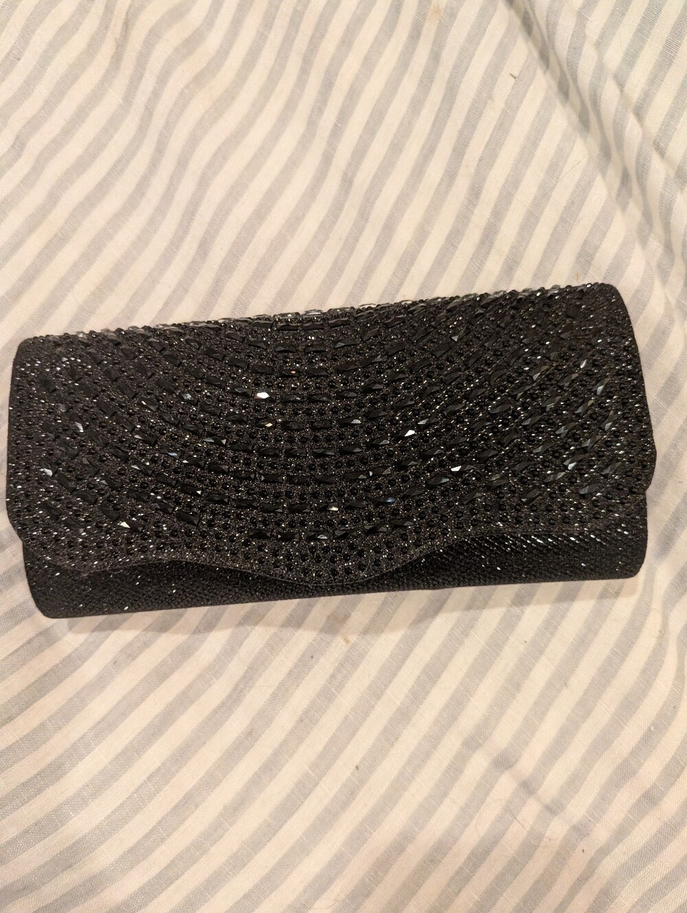 Elegant Black Rhinestone Evening Clutch
